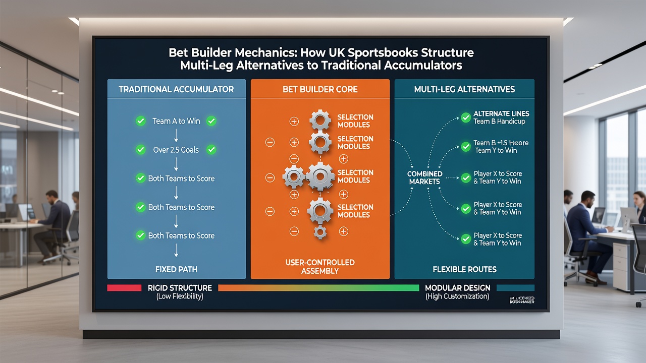 Diagram showing how individual bet legs combine within a single match to form a completed bet builder