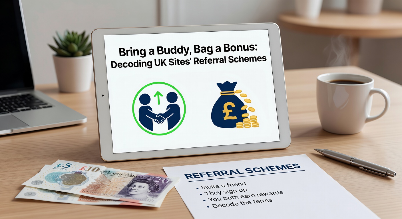 Graphic showing two friends high-fiving over a betting app screen with bonus coins spilling out, illustrating referral rewards in action