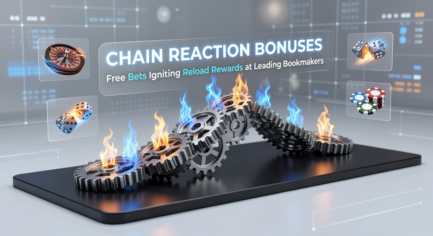 Screenshot of a sportsbook app displaying a chain reaction bonus notification, with free bet icons linking to reload offer pop-ups