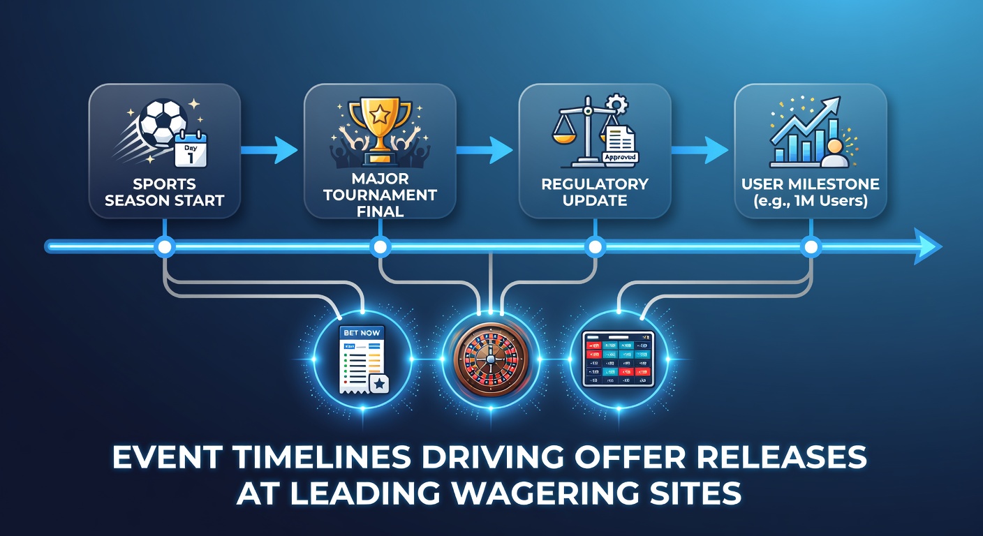 Timeline graphic showing major sports events aligned with betting offer release schedules across global platforms