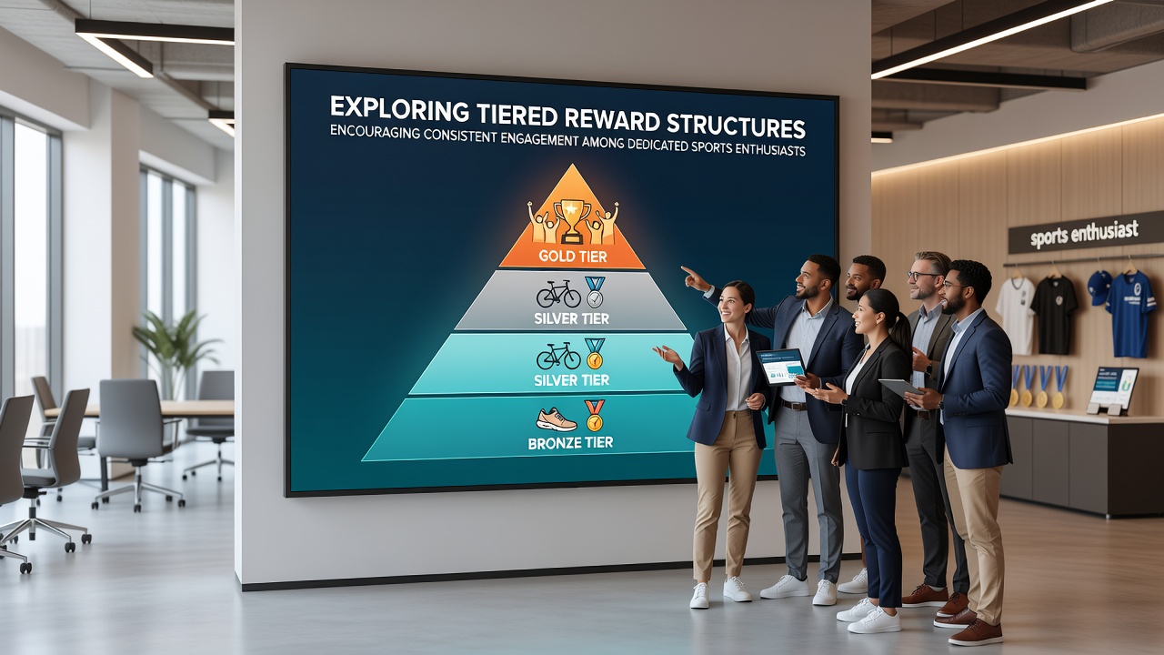 Detailed view of reward tiers with icons representing different benefit levels for sports enthusiasts