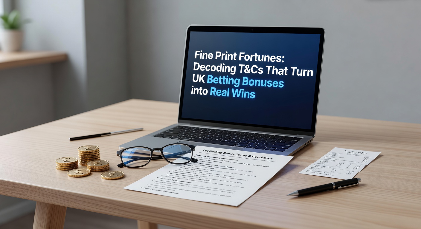 Punters reviewing betting app screens side-by-side, comparing T&Cs for bonuses from UK bookmakers like Bet365 and Sky Bet, with clocks and calculators overlayed