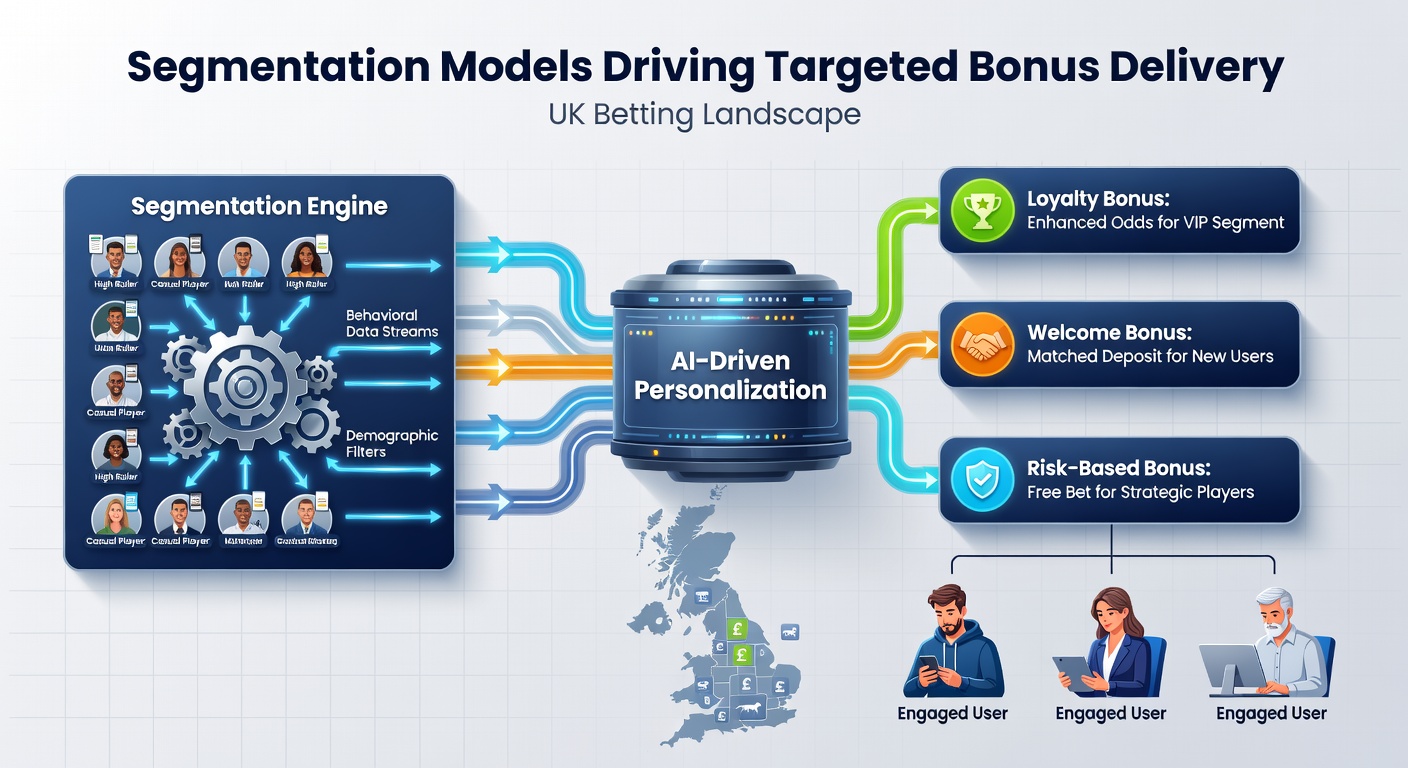 Analytics dashboard illustrating targeted bonus distribution across segmented UK betting user groups