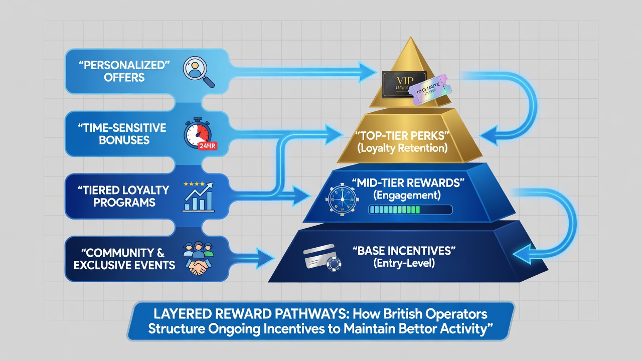 Illustration of British bookmaker tier progression and ongoing incentive structures for bettors
