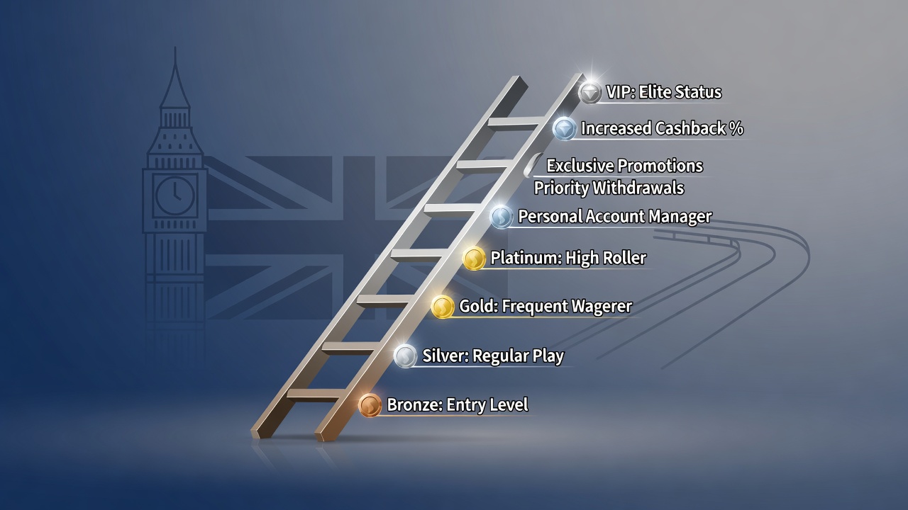 Chart displaying reward scaling examples across loyalty tiers on British betting sites