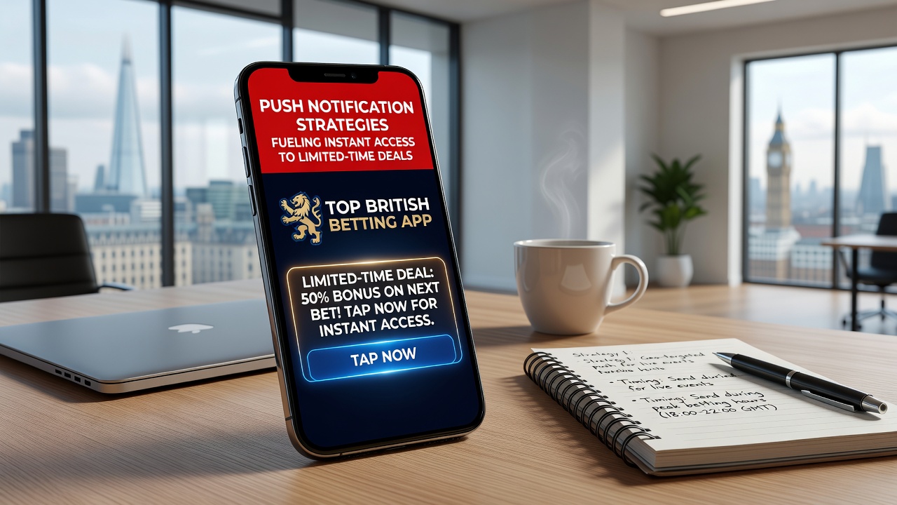 Analytics dashboard showing push notification performance metrics for betting apps