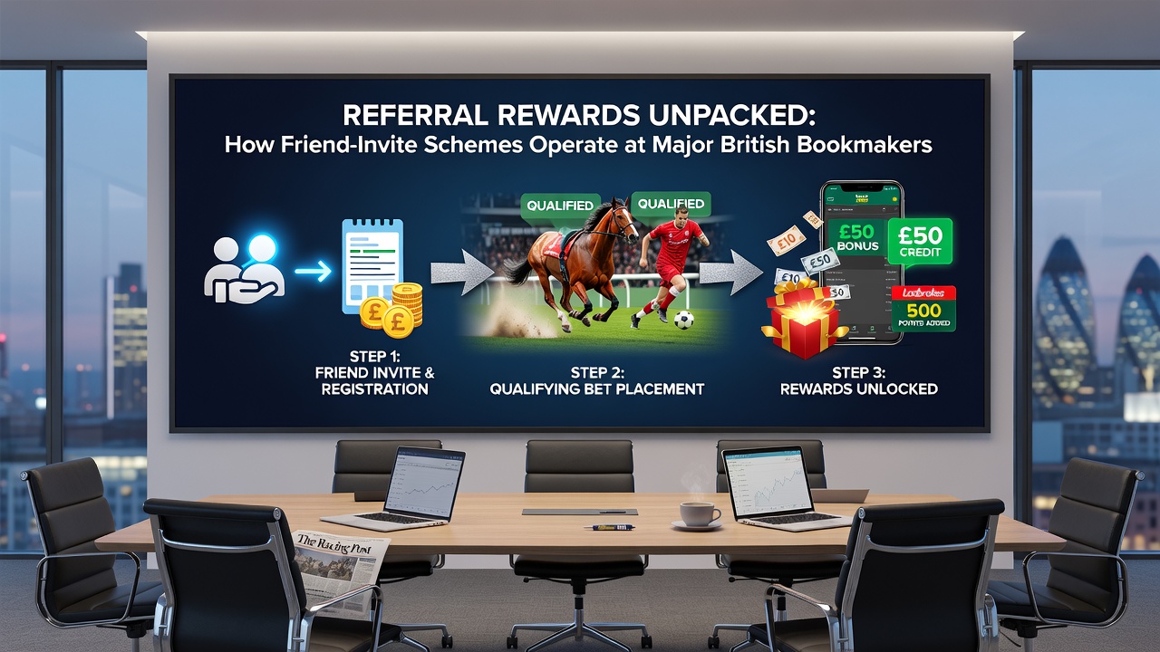 Chart comparing referral bonus values and conditions at several major UK bookmakers