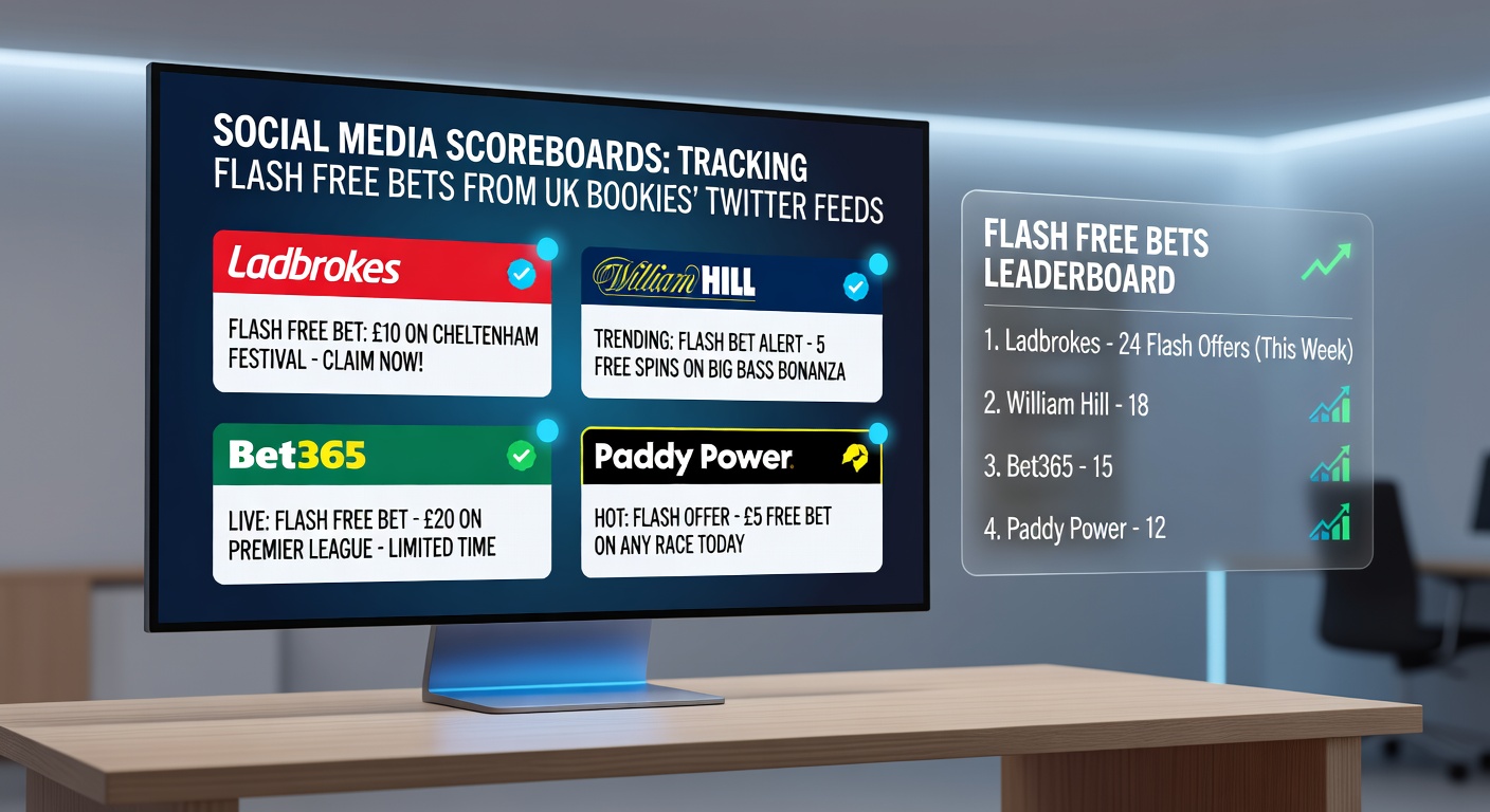Dynamic social media scoreboard displaying real-time flash free bet alerts from major UK bookmakers on Twitter