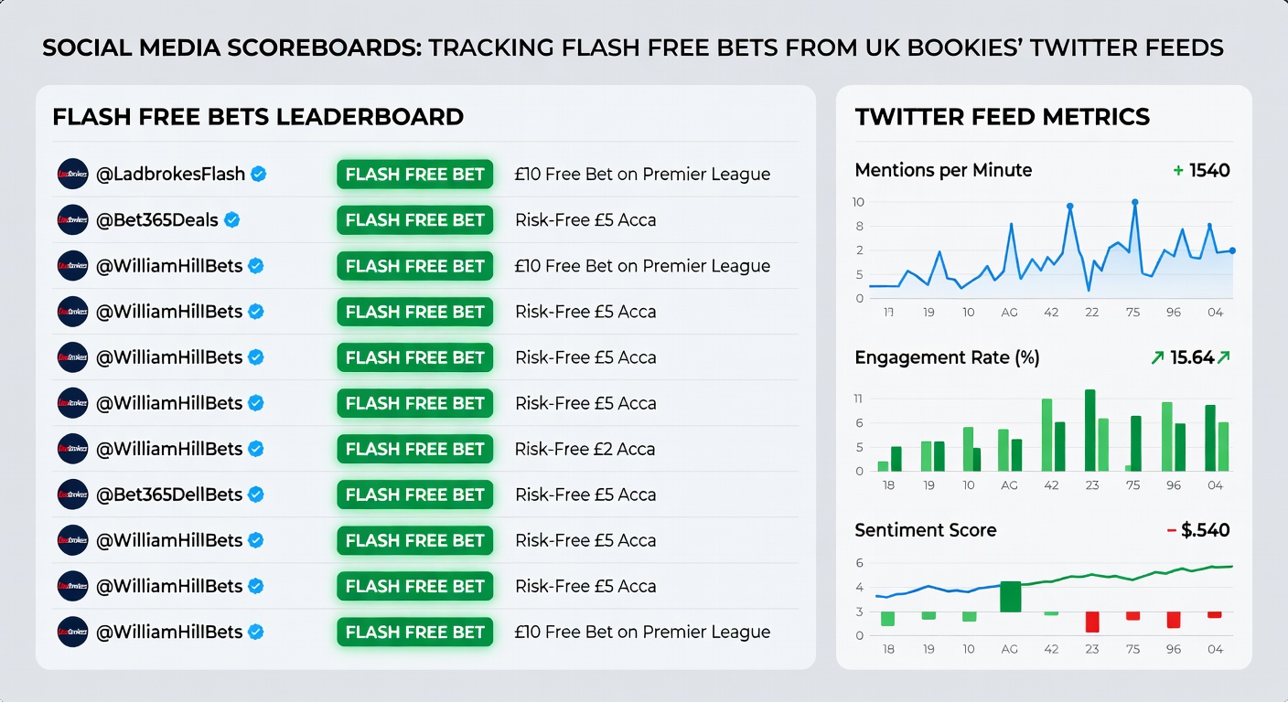 Close-up of a Twitter feed scoreboard highlighting active flash free bet promotions with timestamps and links from UK bookmakers
