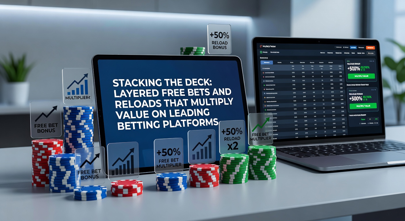 Screenshot of a betting app interface displaying active layered reload bonuses and free bet notifications on a mobile device