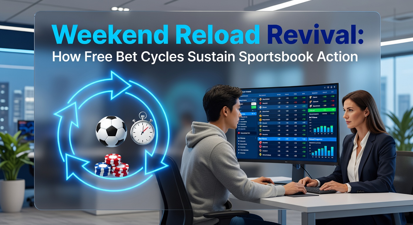 Vibrant graphic showing cycling free bet icons around a weekend sports calendar, highlighting reload promotions in action